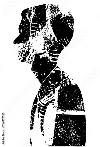 Woman gazes thoughtfully in halftone