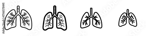 The Lungs Icon is a simple, isolated line illustration representing human lungs and symbolizing respiratory health, pulmonology, and breathing, ideal for medical and healthcare uses
