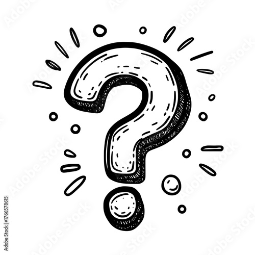 A question mark icon in modern illustration form signifies the need to ask questions, seek help, and gather necessary information