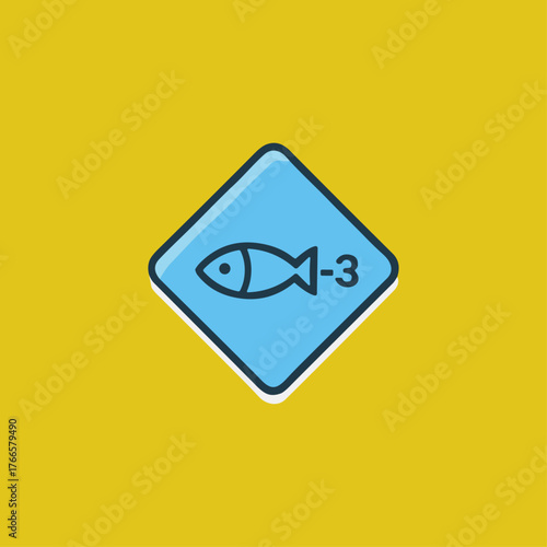 Omega 3 vitamin, Fish vitamin, Fish oil icon logo flat vector design