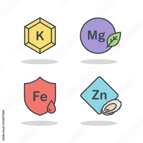 Different types of mineral icon logo flat vector design