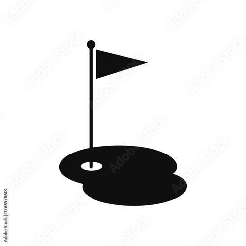 Golf flag, Golf field icon logo flat vector design