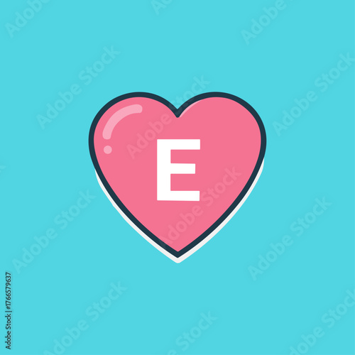 Vitamin E with heart shape icon logo flat vector design