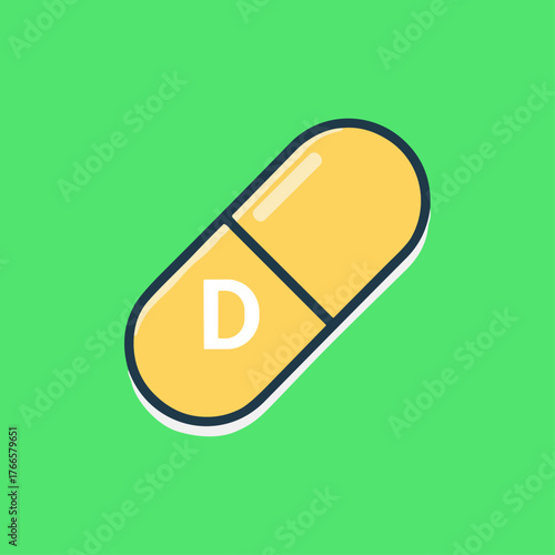 Vitamin D Capsule icon logo flat vector design