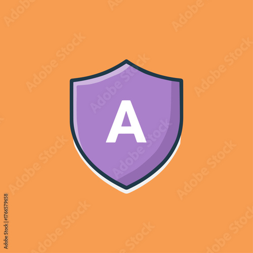 Vitamin A with shield icon logo flat vector design
