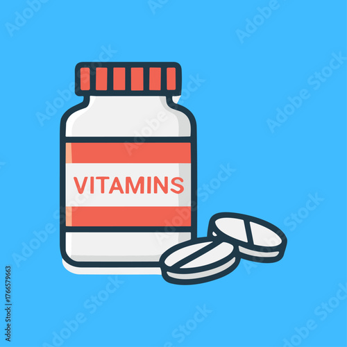 Vitamins tablet icon logo flat vector design