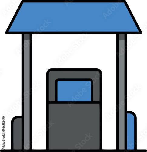 Modern gas station canopy and pump illustration flat design vector