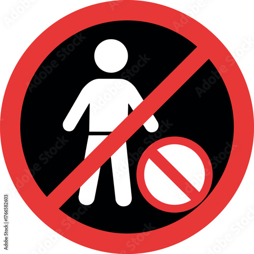 Prohibited area sign no entry for people and objects icon vector