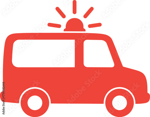 Red ambulance emergency medical service vehicle icon vector
