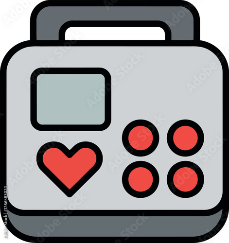 Medical defibrillator icon heartbeat monitor emergency device vector