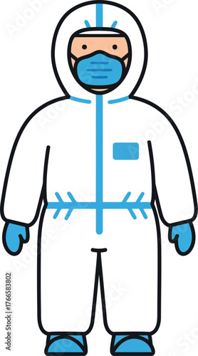 Full protective hazmat suit for medical professional safety vector