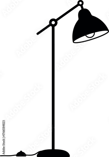 Minimalist adjustable desk lamp silhouette for modern home and office decor vector