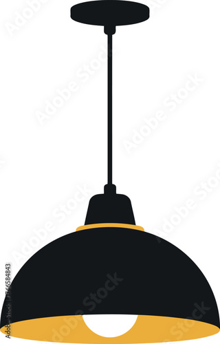 Modern black industrial pendant light fixture interior home design vector