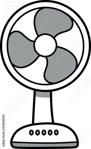 Hand drawn desk fan illustration summer cooling breeze vector