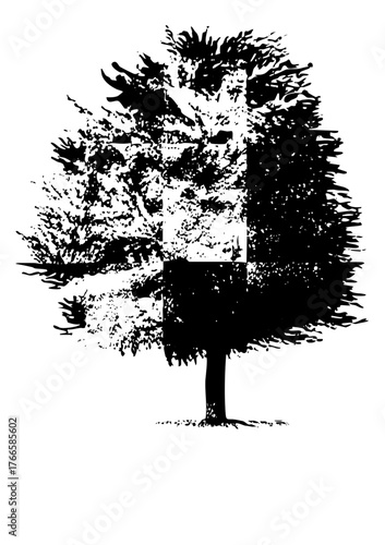 Tree Hides House Illustration