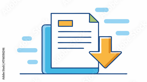 A download arrow above a document symbolizing accessible resources and materials for attendees.