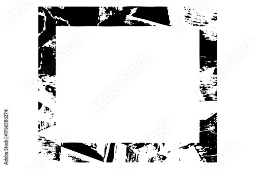 Grunge frame defines space with distressed texture for graphic design