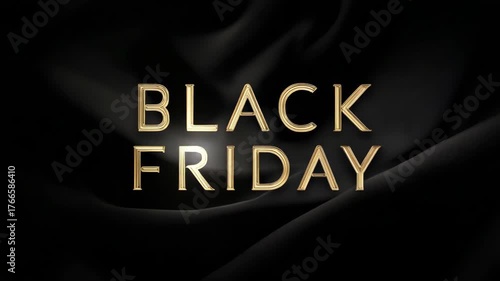 Wallpaper Mural Black Friday sale golden text shines with glowing lights on smooth black fabric background, elegant shopping and retail promotion concept Torontodigital.ca