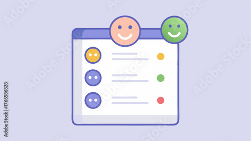 A feedback form with subtle emoticon icons allowing users to rate experiences in a minimalist style.