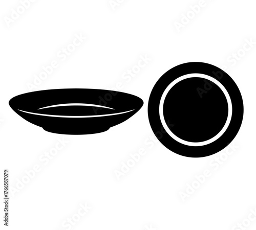 Dining plate silhouette vector set
