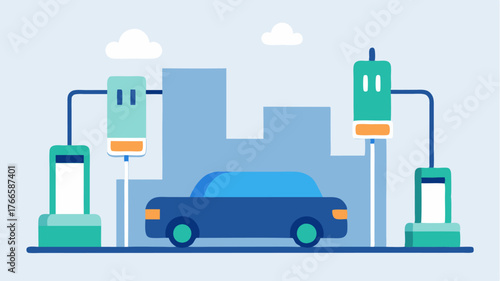A charging dock integrated into a carsharing service hub enabling users to charge vehicles while parked and waiting for rentals.