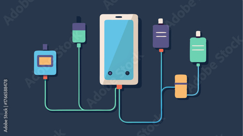 A minimalist wallmounted charging station showcases bright chargers making the tech elements an attractive focal point.