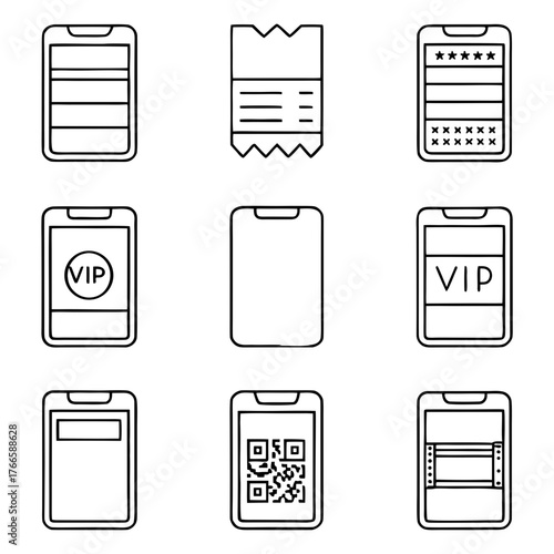 Set of 8 event booking ui outline vector illustrations for scalable web design vector