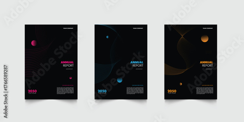 Modern business annual report cover template flyer design abstract set.