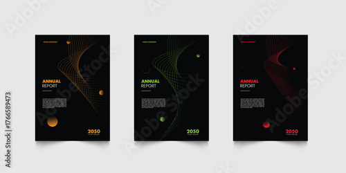 Modern business annual report cover template flyer design abstract set.