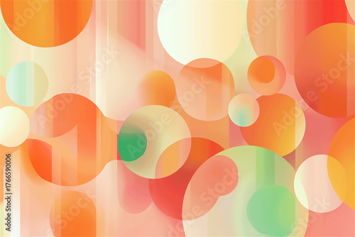 Abstract composition with pastel overlapping circles in pink, orange, green, and cream tones. Gentle color palette and round shapes make it ideal for design mockups and copy space.