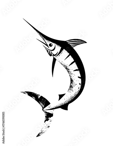 Marlin leaps illustration for ocean conservation