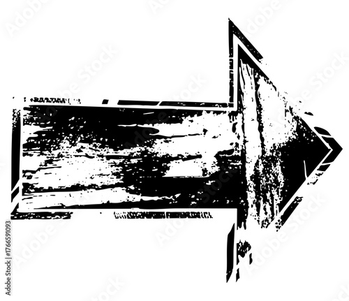 Arrow points right with distressed texture for directional signage