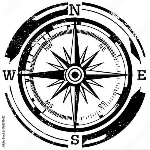 Compass points direction in nautical exploration