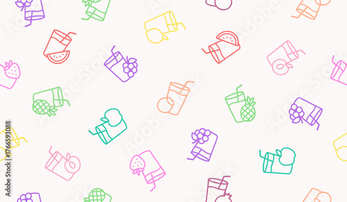 Mixed fruit juice pattern background vector design