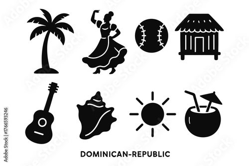 Dominican republic icons: silhouettes of culture, nature, and tradition