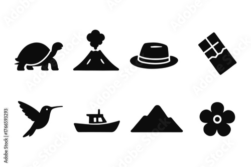 Silhouette icons: nature, travel, and everyday objects collection