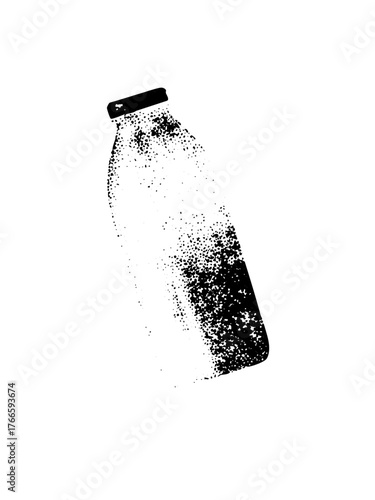 Milk bottle spills liquid dotted texture