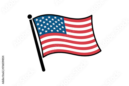 Waving flag with stars and stripes, representing national pride and freedom.