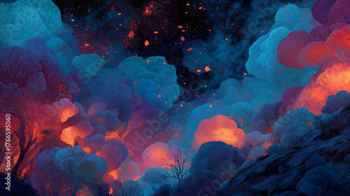 Illustration of magical childhood dreams. Concept of children's imagination and unseen worlds.