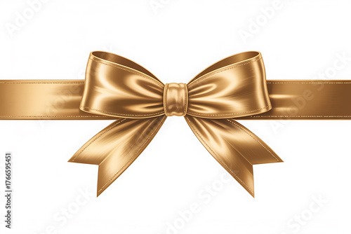 Elegant golden ribbon bow adorns a satin texture, conveying luxury and celebratory feelings.