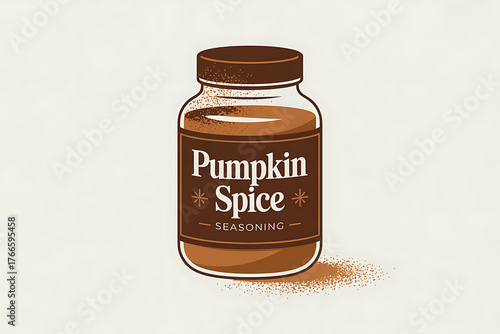A jar of pumpkin spice seasoning, showcasing warm autumnal colors and a cozy, flavorful treat.