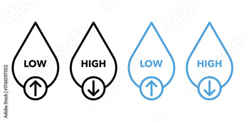 Low and High Cholesterol Vector Symbols – Modern Stroke and Graphic Illustrations.