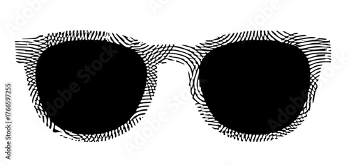 Sunglasses display fingerprint texture in a fashion context