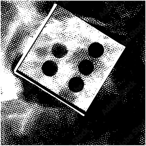 Dice show five in halftone