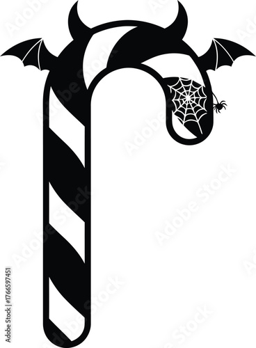 Spooky Candy Cane Vector Art – Clean Modern Flat Silhouette