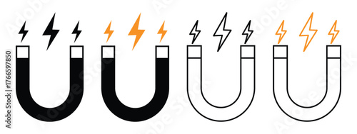 Magnet icon Symbol – Minimal Electromagnetic Vector Graphic Design.