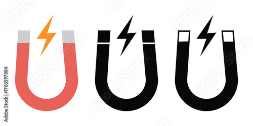Magnet Logo Illustration – Flat and Linear Vector Style Icons.