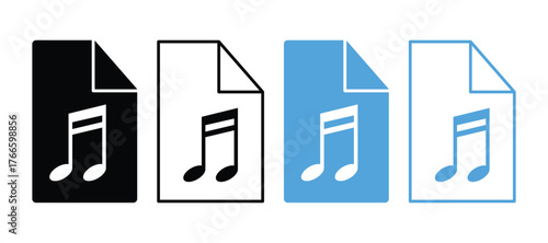 Audio Document Icon Collection – Minimal Line and Filled Music File Designs.
