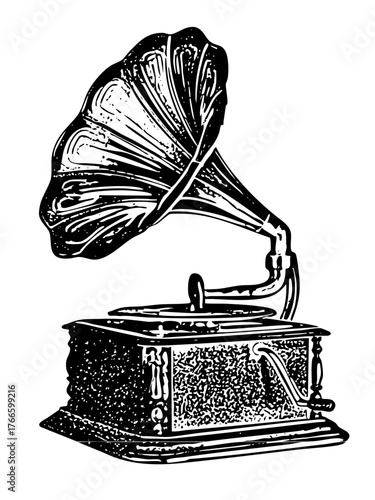 Gramophone music in vintage studio