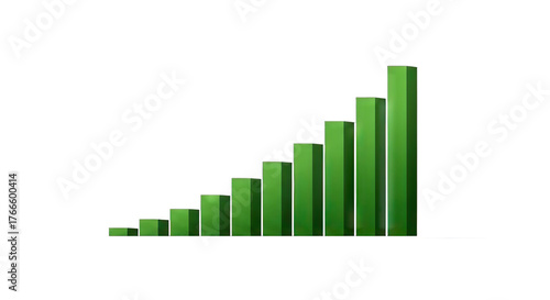 Green bar graph illustrating growth trends over time with a simple background